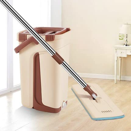 2-in-1 Self-Cleaning Flat Mop & Bucket System – Dual Chamber, No-Touch Wringing