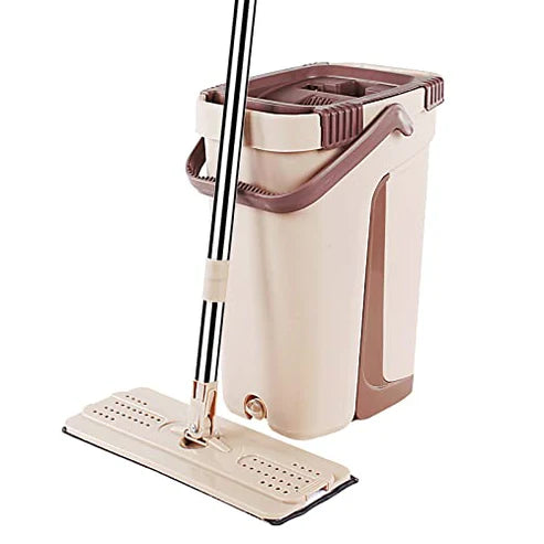2-in-1 Self-Cleaning Flat Mop & Bucket System – Dual Chamber, No-Touch Wringing